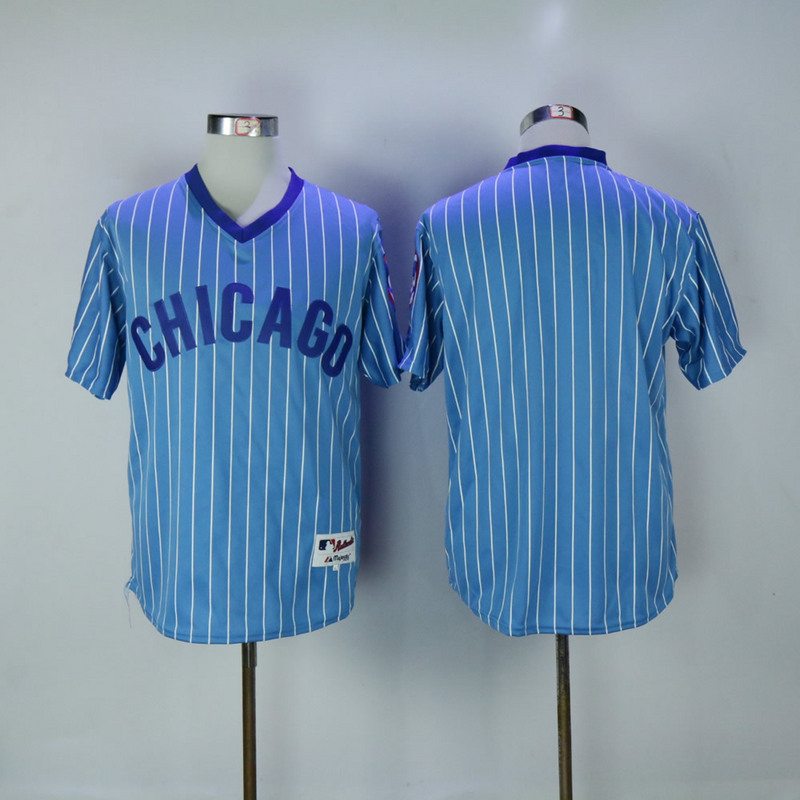 2017 MLB Chicago Cubs Blank 1984 Blue White stripe Throwback Jerseys